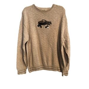 Vintage Winona Mens Sweater XL Beige Pullover USA 90s‎ Golf Embroidered Grandpa